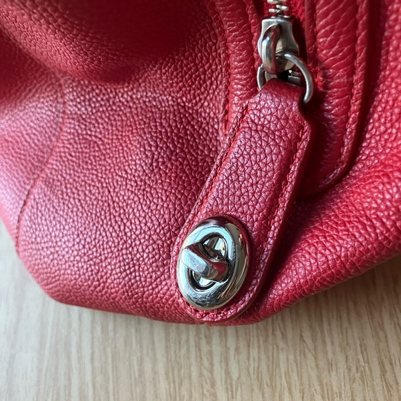 COACH Edie Refined Pebble Leather Lux Jasper Red Shoulder Bag - Picture 11 of 16